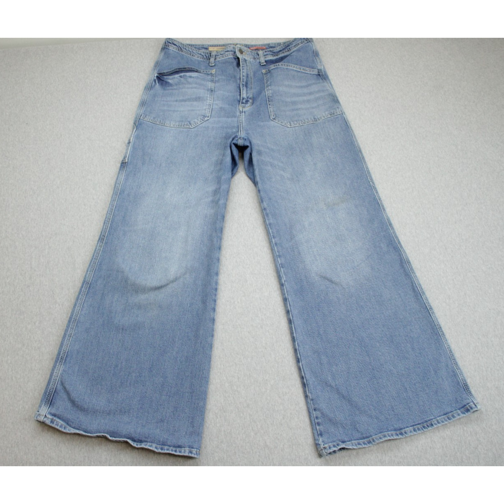 Anthropologie Pilcro Jeans Women 32 Blue Cotton Blend Stretch Carpenter Wide Leg